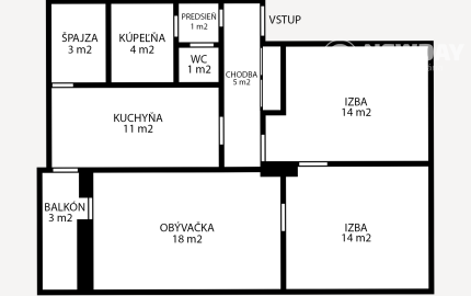 NEWDAY | NA PREDAJ 3-izbový byt (74 m2) + 2 veľké pivnice (28 m2) | pôvodný stav | Pod kalváriou – Topoľčany